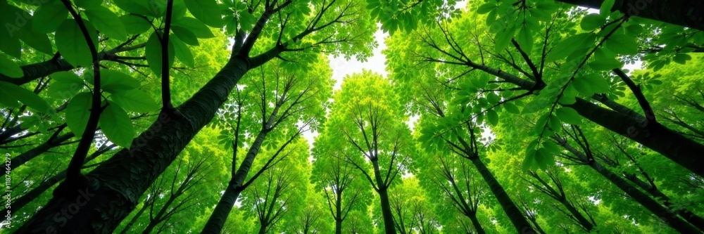 Dense young trees, vibrant green leaves, intricate branch pattern, top-down, growth Dense young trees, vibrant green leaves, intricate branch pattern, top-down, growth