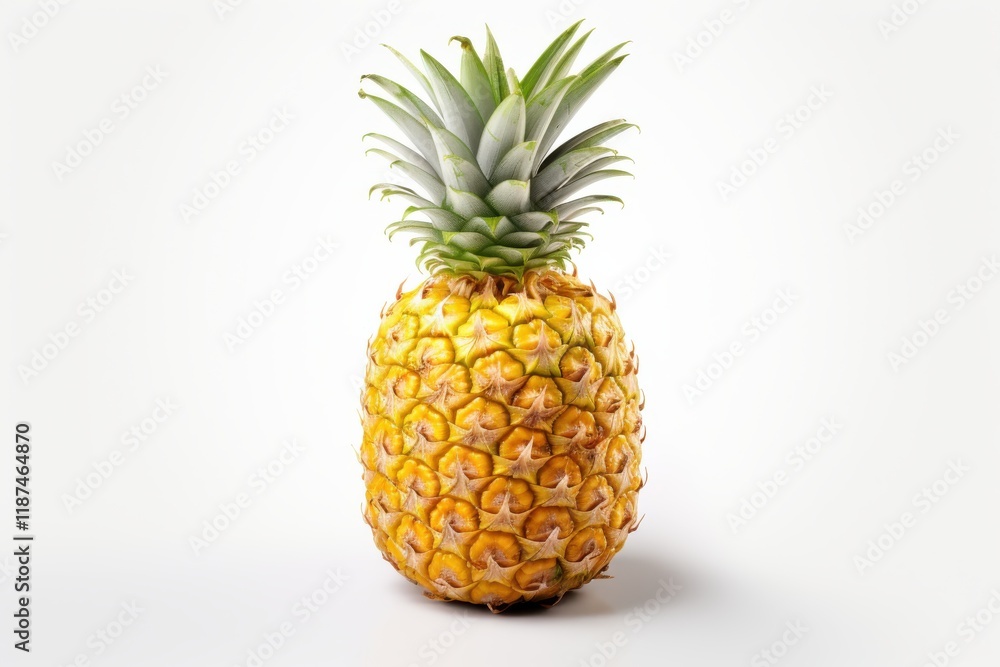 Fresh pineapple displayed on a clean white background for culinary inspiration and healthy eating Fresh pineapple displayed on a clean white background for culinary inspiration and healthy eating