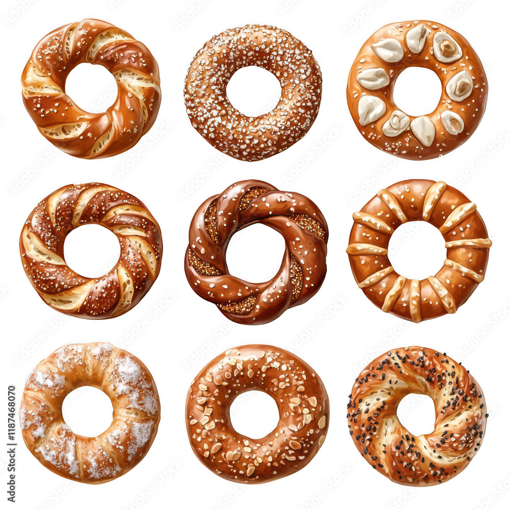 Collection of everything bagel isolated on transparent or white background.png Collection of everything bagel isolated on transparent or white background.png