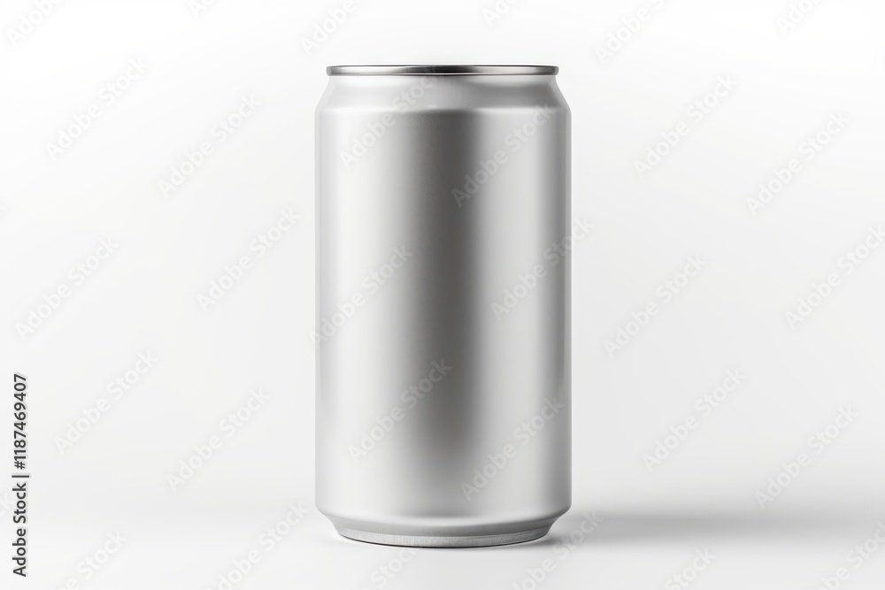 Shiny aluminum can ready for branding and design on a plain background Shiny aluminum can ready for branding and design on a plain background