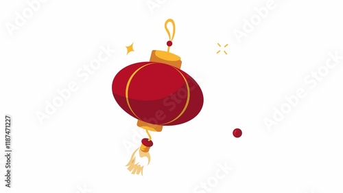 chinese new year lantern icon animation motion graphic design video, hanging lantern animated icon