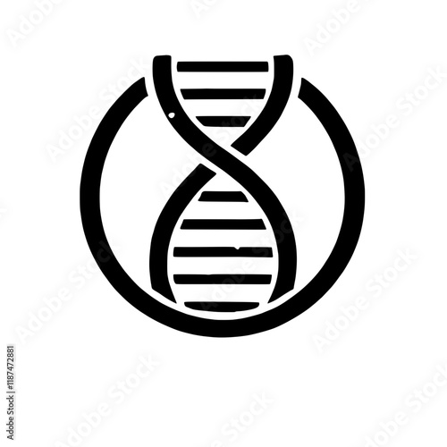 DNA Helix Symbol:  A simple yet powerful icon representing the double helix structure of DNA, a fundamental building block of life. Perfect for scientific, medical, or genetic research visuals. 