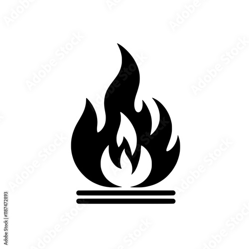 Fiery Icon: A bold and powerful symbol of passion, energy, and intensity.  This minimalist silhouette of a flame with two lines below it represents the heat of competition, the drive to succeed.