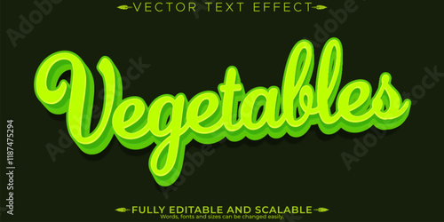 Organic green text effect, editable natural and fruit text style