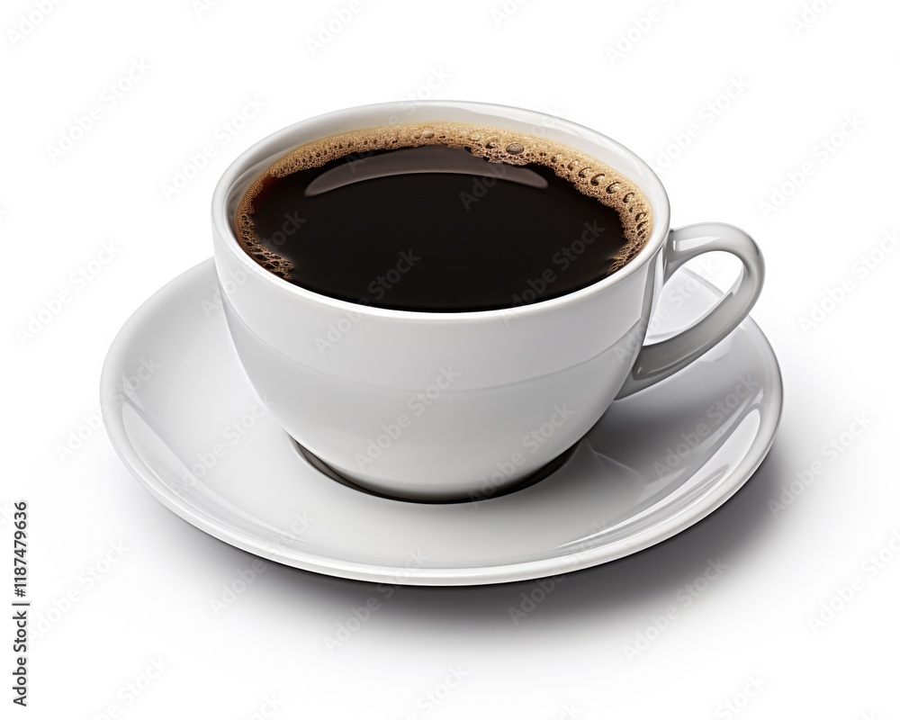 Fresh Black Coffee in Mug Cup Isolated on White Background Fresh Black Coffee in Mug Cup Isolated on White Background