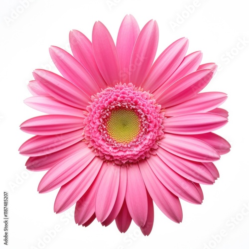 Gerbera Flower in Pink. Beautiful Blooming Daisy with Flora and Flower Petals Isolated on White Background, Spring Botany Concept