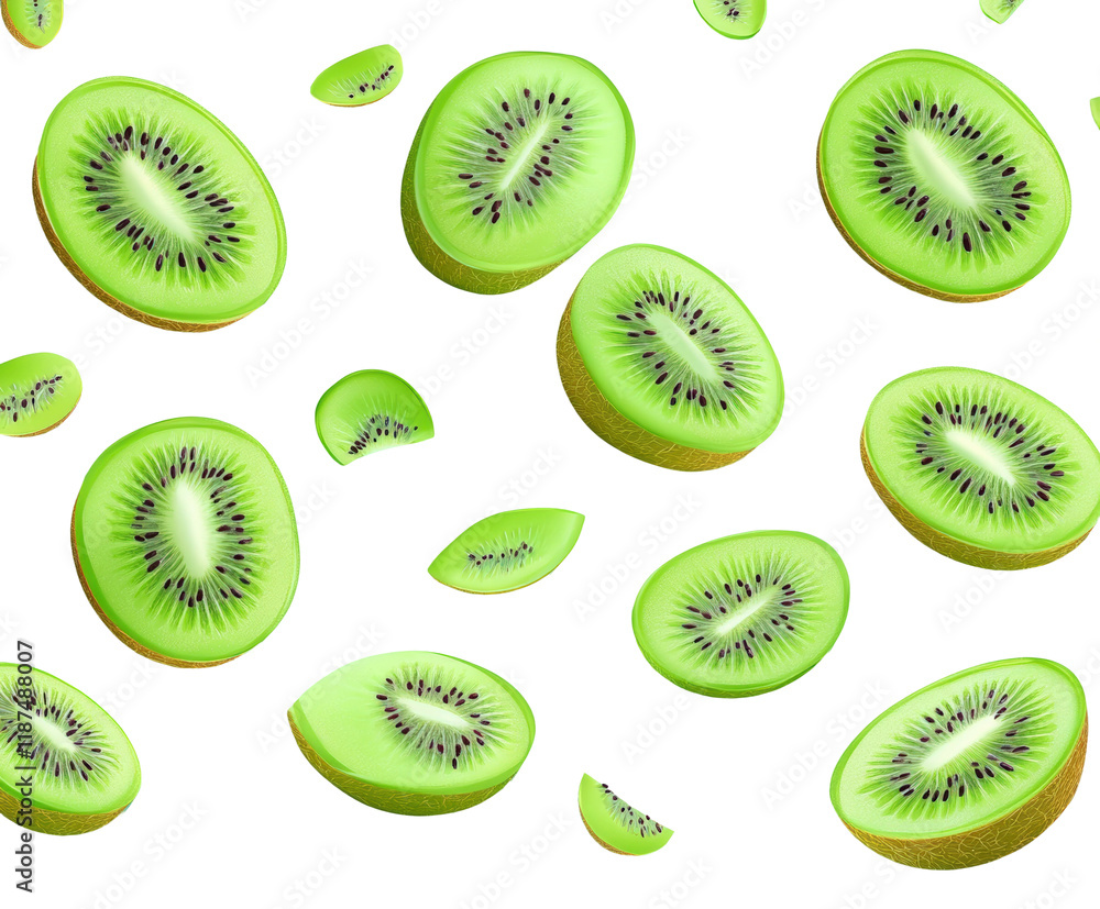Fresh kiwi slices on food high fidelity studio environment close-up view isolated on transparent background png Fresh kiwi slices on food high fidelity studio environment close-up view isolated on transparent background png