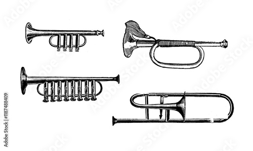 Sticker Trumpet Illustration Isolated on White Background