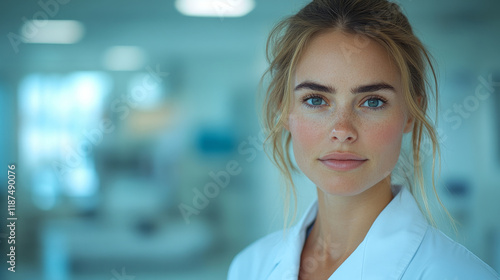 Portrait of a young professional doctor in a laboratory setting, focused expression. Science and research concept Free Download Portrait of a young professional doctor in a laboratory setting, focused expression. Science and research concept - GFXLoad