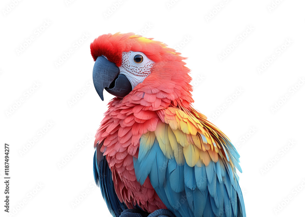 Vibrant animated parrot sculpture studio display creative space close-up high fidelity detail isolated on transparent background png Vibrant animated parrot sculpture studio display creative space close-up high fidelity detail isolated on transparent background png
