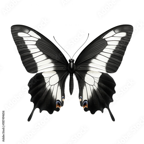 Swallowtail mahaon butterfly isolated vintage illustration on transparent background Cut-out collage element.png photo