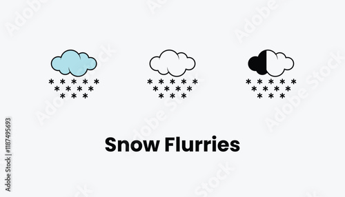 Snow Flurries Icons thin line and glyph vector icon stock illustration