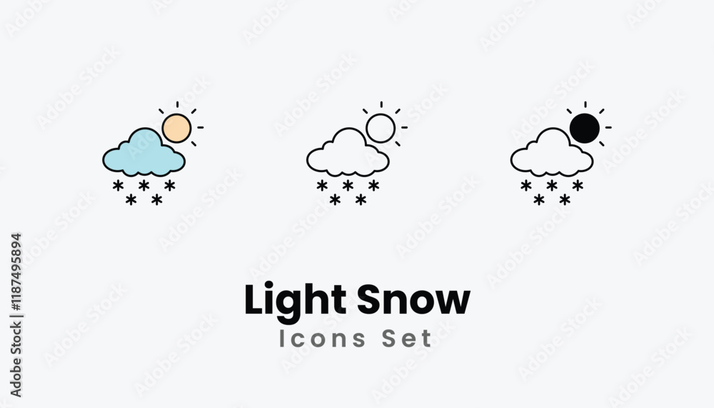 Light Snow Icons thin line and glyph vector icon stock illustration Light Snow Icons thin line and glyph vector icon stock illustration