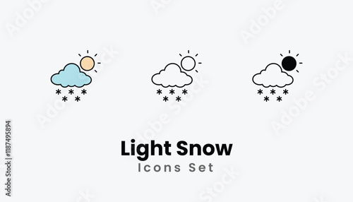 Light Snow Icons thin line and glyph vector icon stock illustration