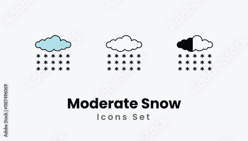 Moderate Snow Icons thin line and glyph vector icon stock illustration