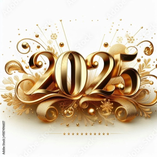 Celebrate 2025 with this stunning New Year's Eve greeting card design. Happy New Year 2025 photo