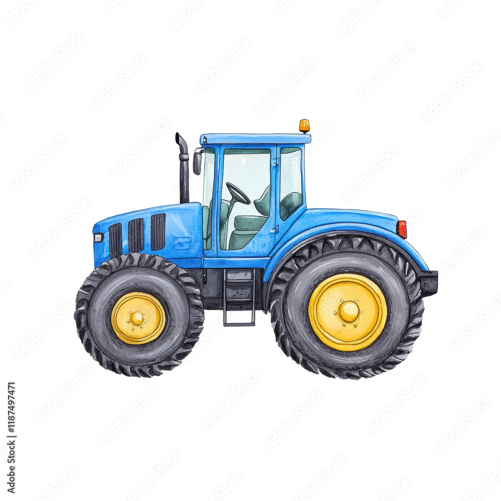 Blue Tractor Illustration for Agricultural Use Blue Tractor Illustration for Agricultural Use
