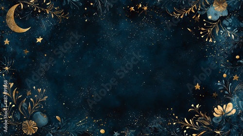 Celestial Night Bloom: A Golden Floral Galaxy