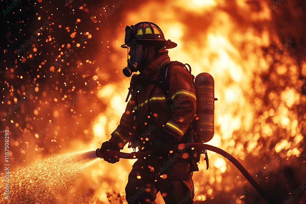 Firefighter bravely battles intense wildfire blaze Firefighter bravely battles intense wildfire blaze