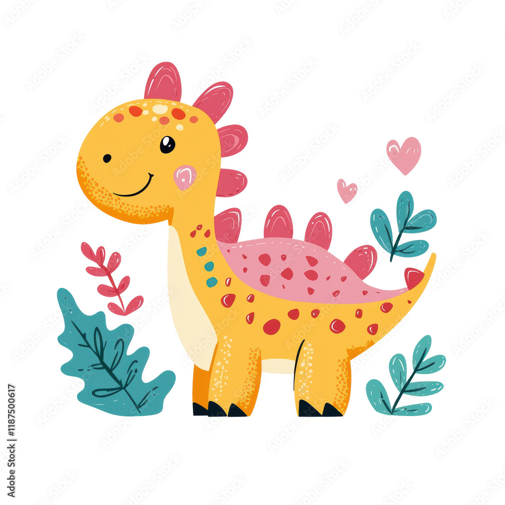 Obraz premium Cute Cartoon Dinosaur with Colorful Features
