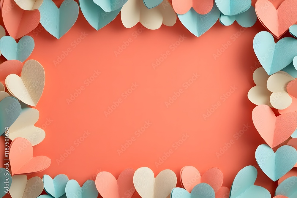 Obraz premium Vibrant Heart Patterns in Layered Textures and Soft Pastel Backdrops
