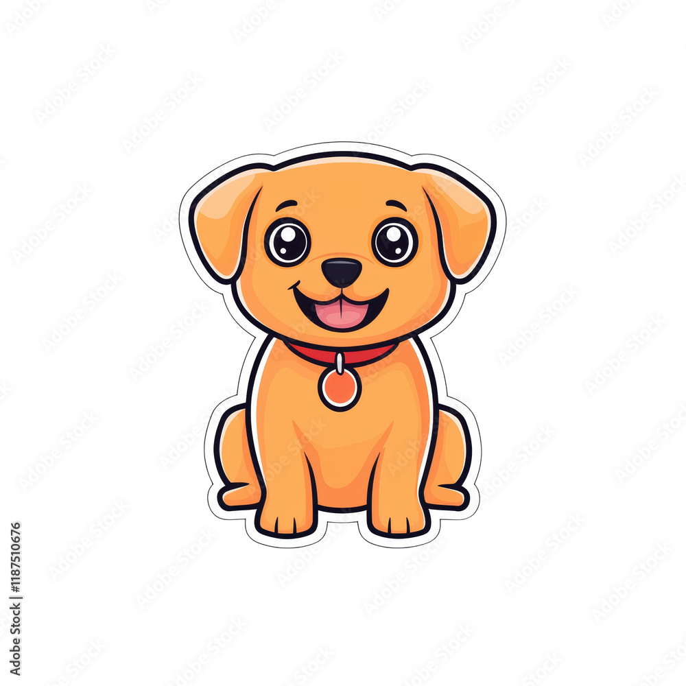 Obraz premium Cute Cartoon Dog with Happy Expression Sitting
