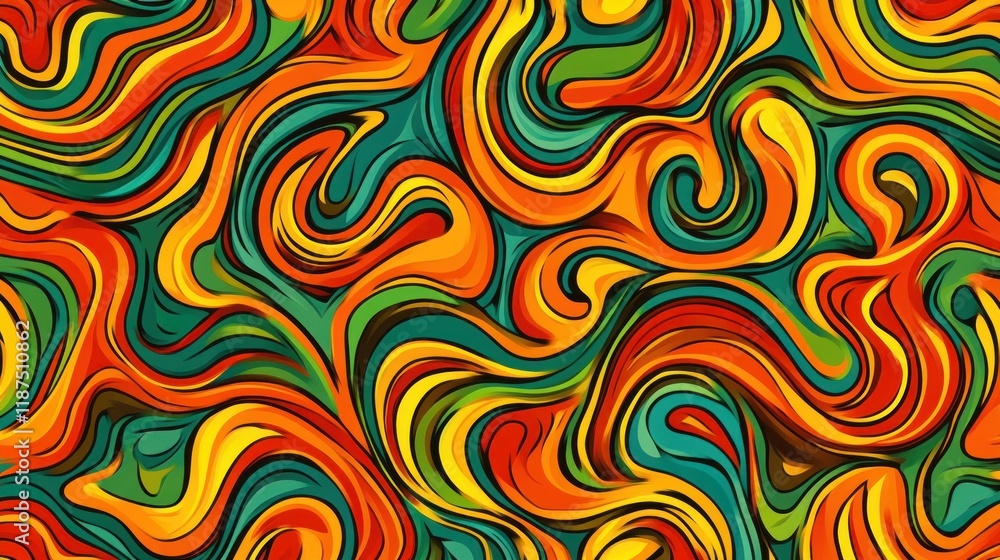 Colorful abstract swirls in vibrant hues.