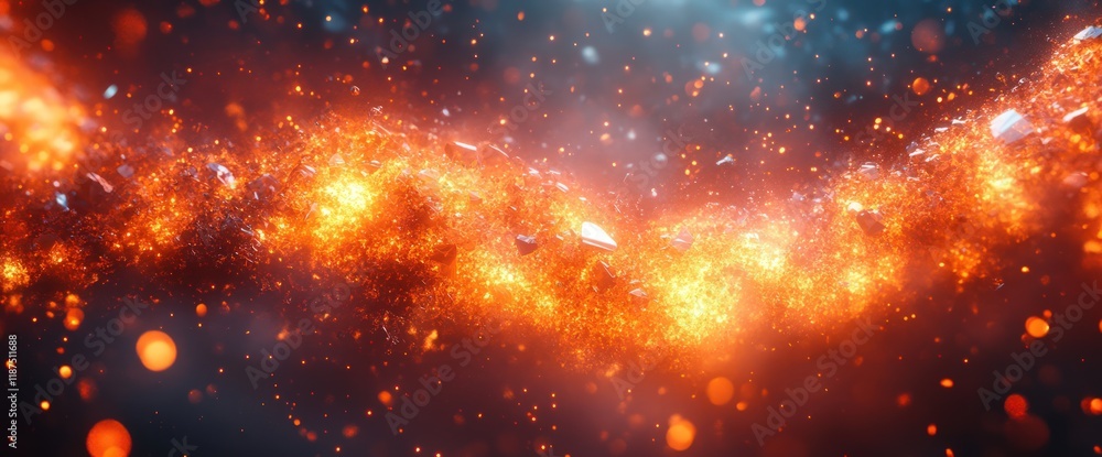 Obraz premium Fiery abstract art with glowing embers and sparks.