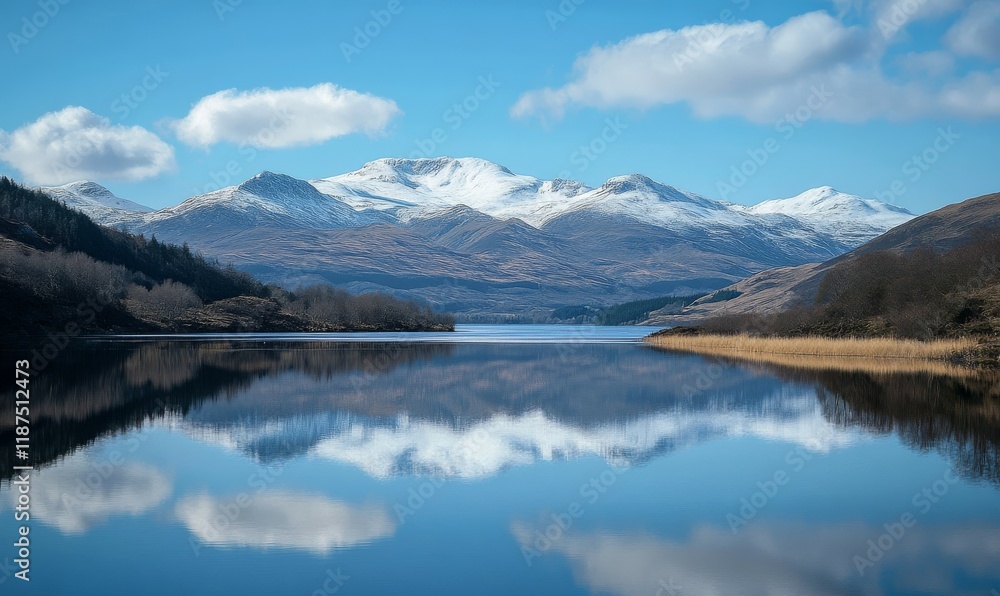Mountain lake with snow-capped peaks in the background, reflection, lakes, reflections Mountain lake with snow-capped peaks in the background, reflection, lakes, reflections