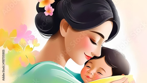 A woman is holding a baby