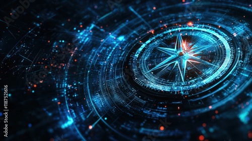 Wallpaper Mural Futuristic compass navigation digital technology interface. Torontodigital.ca