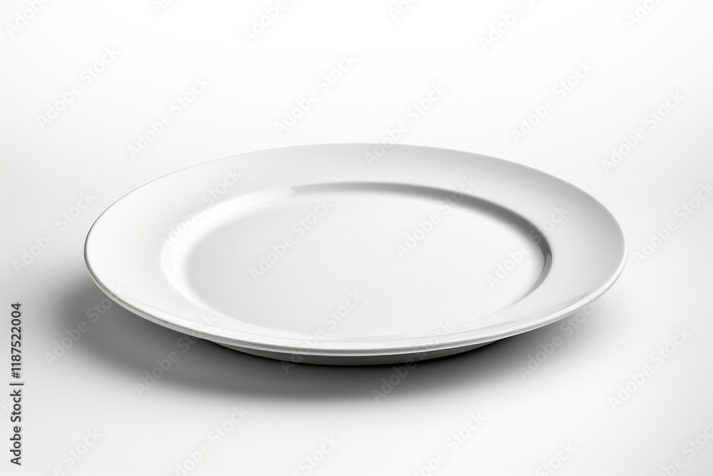 Simple white plate displayed on a clean surface, perfect for dining or presentation purposes in a minimalist setting Simple white plate displayed on a clean surface, perfect for dining or presentation purposes in a minimalist setting