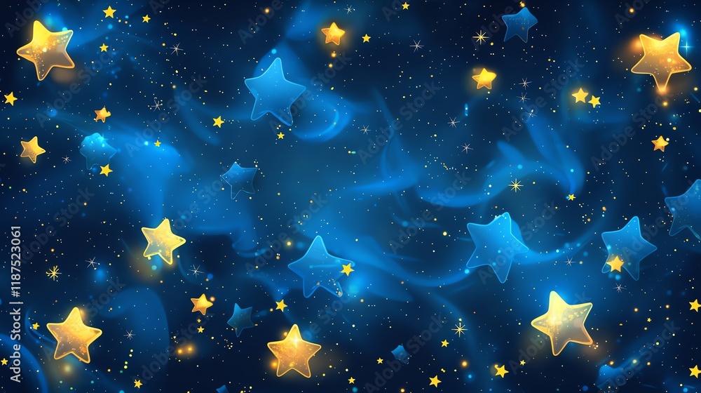 A night sky with twinkling stars and a soft blue nebula. A night sky with twinkling stars and a soft blue nebula.