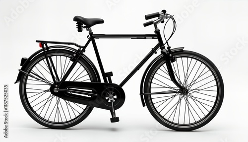 Black vintage bicycle on transparent background. Retro design vehicle for transportation. Classic style bike ideal for cycling. Isolated bike with wheels. Suitable for old antique bicycles. Perfect photo