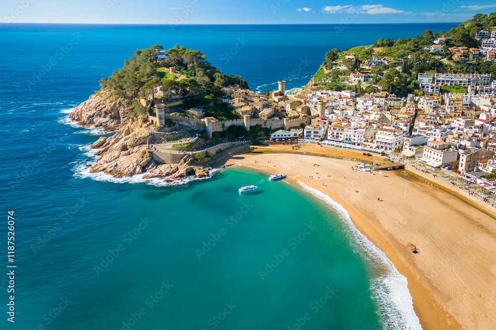 Tossa de Mar town on Costa Brava Mediterranean coast in Catalonia, Spain.