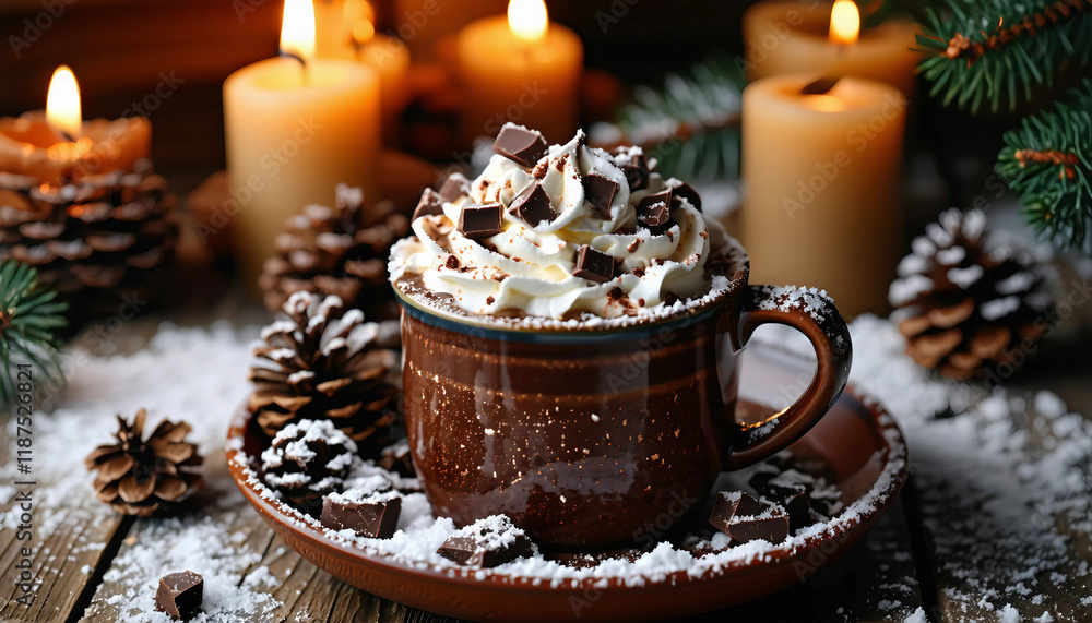 custom made wallpaper toronto digitalA decadent hot chocolate topped with whipped cream and dark chocolate curls, served in a ceramic mug
