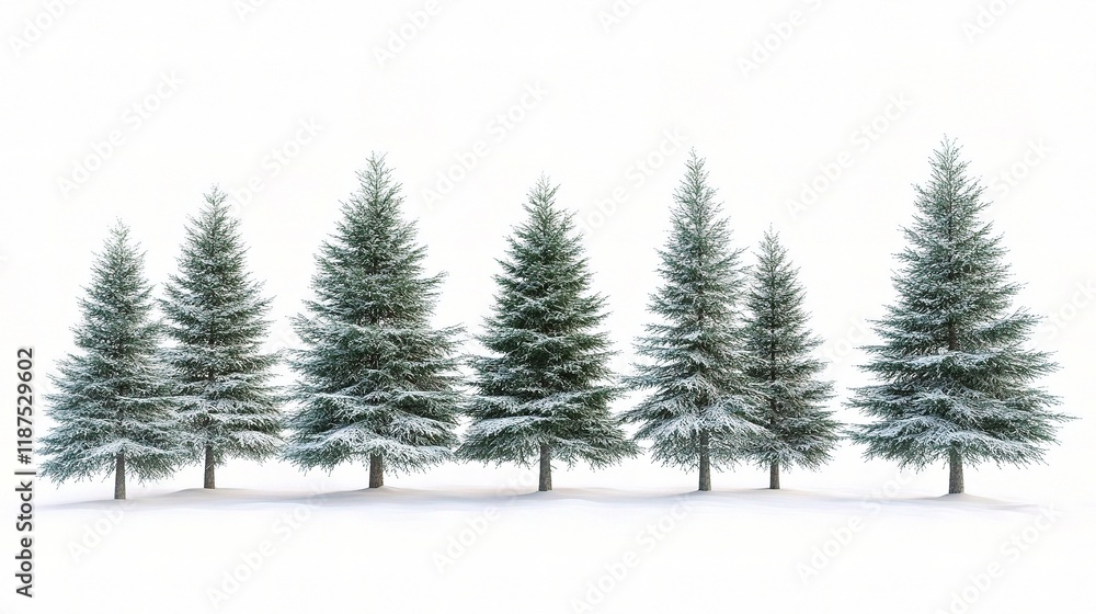 Isolated Collection of Beautiful Trees on White Background Isolated Collection of Beautiful Trees on White Background