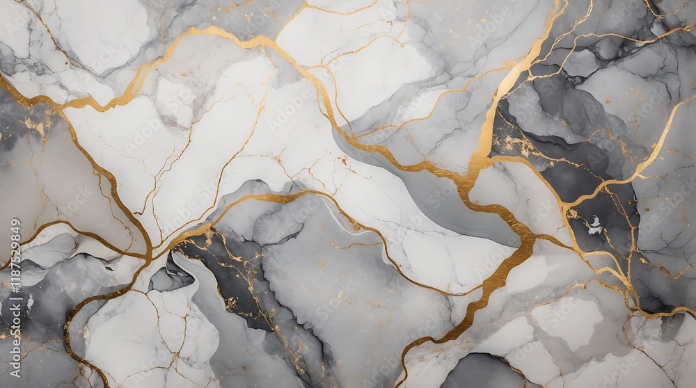 Naklejka premium Elegant Abstract Gold and Grey Marble Texture
