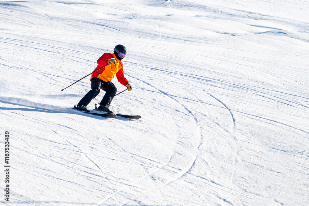 People are having fun in downhill skiing and snowboarding People are having fun in downhill skiing and snowboarding