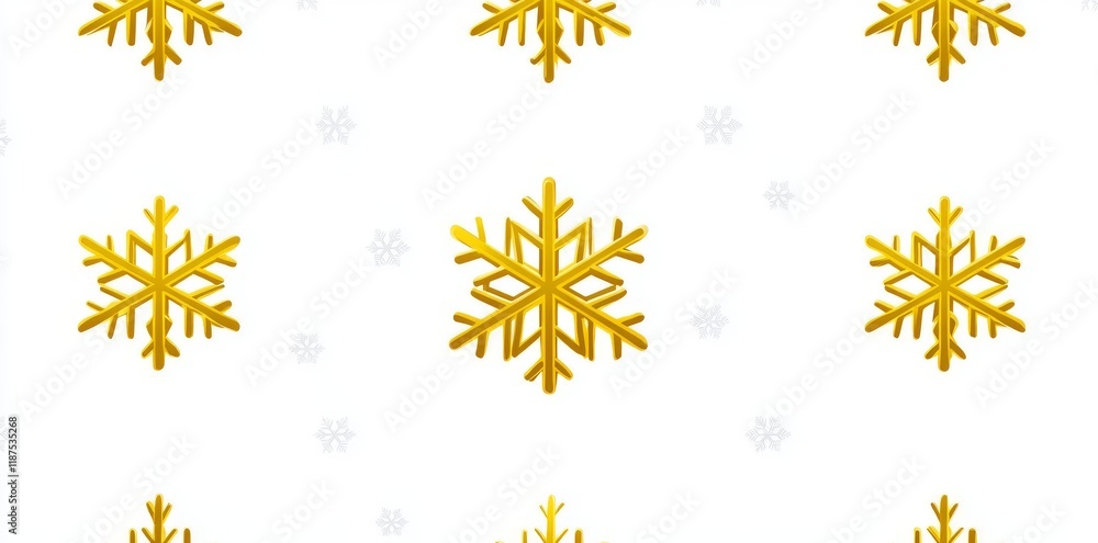 A seamless pattern with small gold snowflakes on a white backdrop for a luxury modern Christmas look. Golden snowflakes texture designed for use in decor, wallpapers, wrapping, and websites during A seamless pattern with small gold snowflakes on a white backdrop for a luxury modern Christmas look. Golden snowflakes texture designed for use in decor, wallpapers, wrapping, and websites during