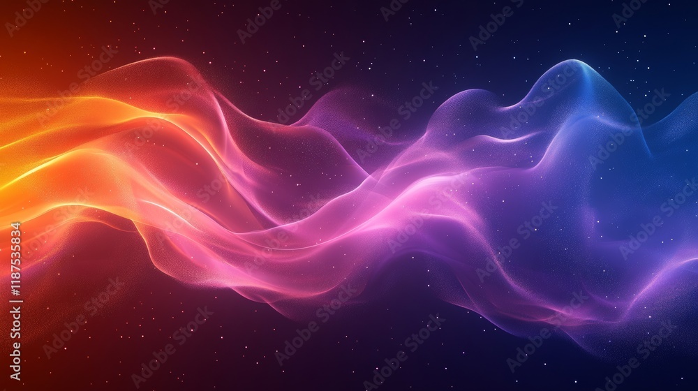 Fototapeta premium A vibrant celestial dance of swirling light and color with scattered stardust creating a mesmerizing and ethereal abstract cosmic panorama