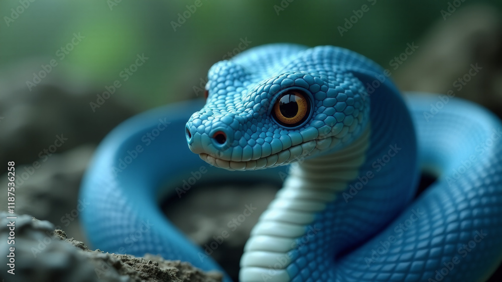 Fototapeta premium Blue Snake, Generative AI