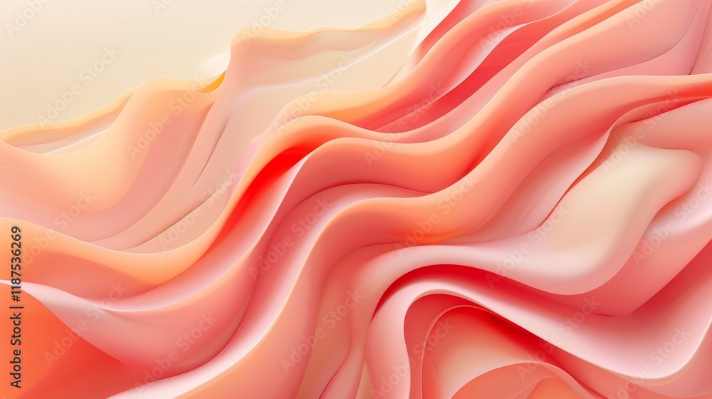 Obraz premium Abstract Coral Pink Waves Wallpaper