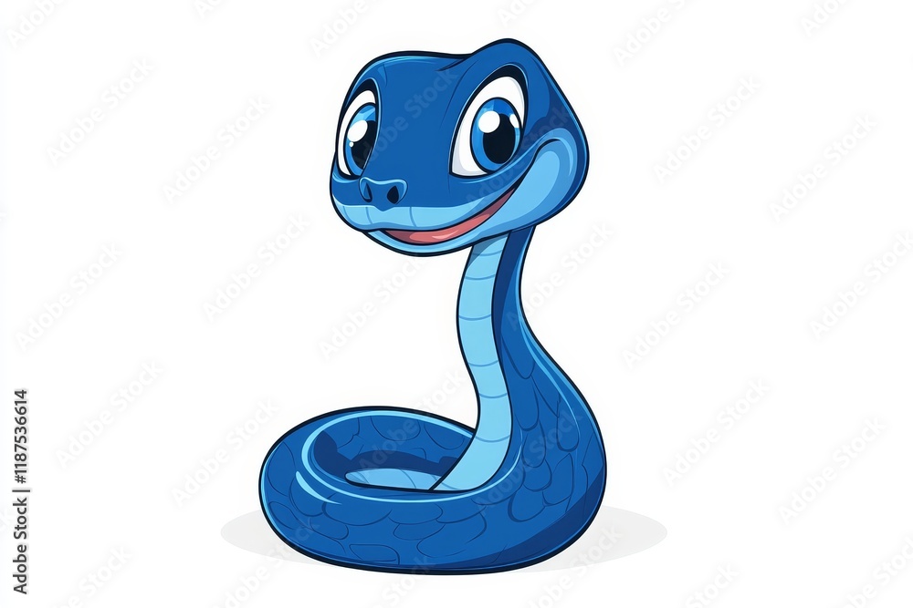 Fototapeta premium Happy Snake Cartoon Art on Clear Background