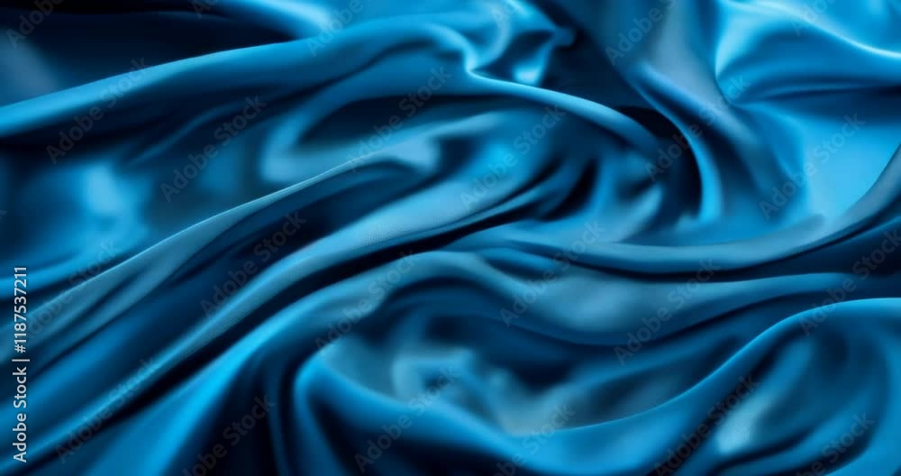 Luxurious blue silk fabric waves creating dynamic slow motion background Luxurious blue silk fabric waves creating dynamic slow motion background