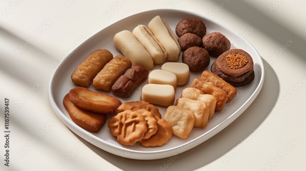 Fototapeta premium Minimalist chinese new year cookie and pastry arrangement for festive celebrations