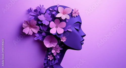 International Women's Day Poster Feminism Woman Silhouette Floral Cutout Graphic Design March 8 Empowerment Equality Celebration