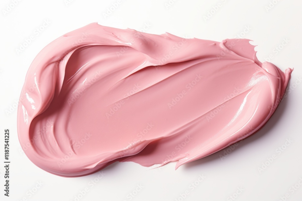 Smooth light pink cream spread across a surface showing texture and shine in a minimalistic view Smooth light pink cream spread across a surface showing texture and shine in a minimalistic view