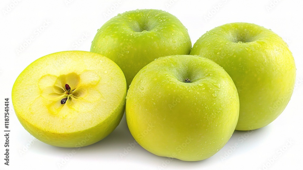 Fresh Crisp Green Apple Isolated on White Background for Stock Fresh Crisp Green Apple Isolated on White Background for Stock