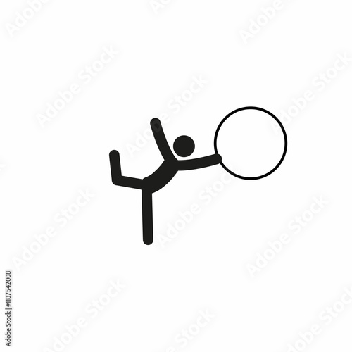 pictogram of a human figure, gymnast with a hoop, healthy lifestyle, sports, man with a hoop, people sports